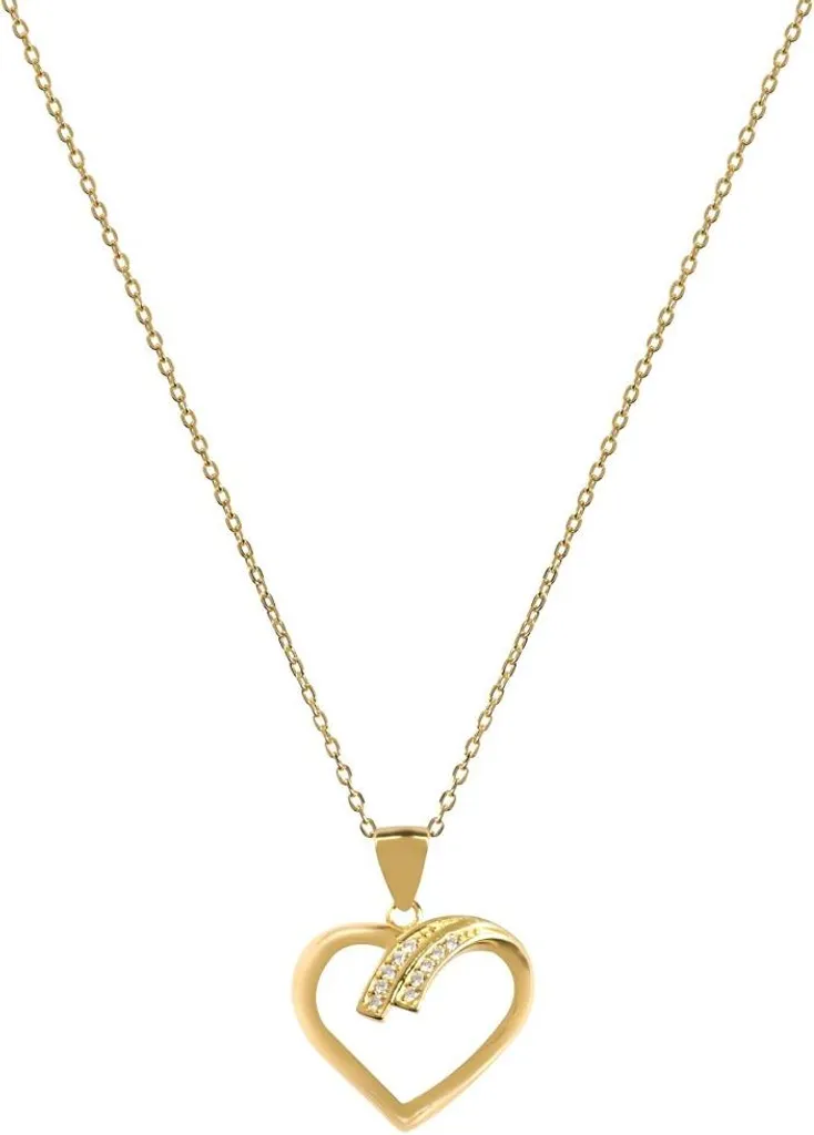 Collier cœur en argent plaqué or : bijou romantique pour cadeau 47-GOLD