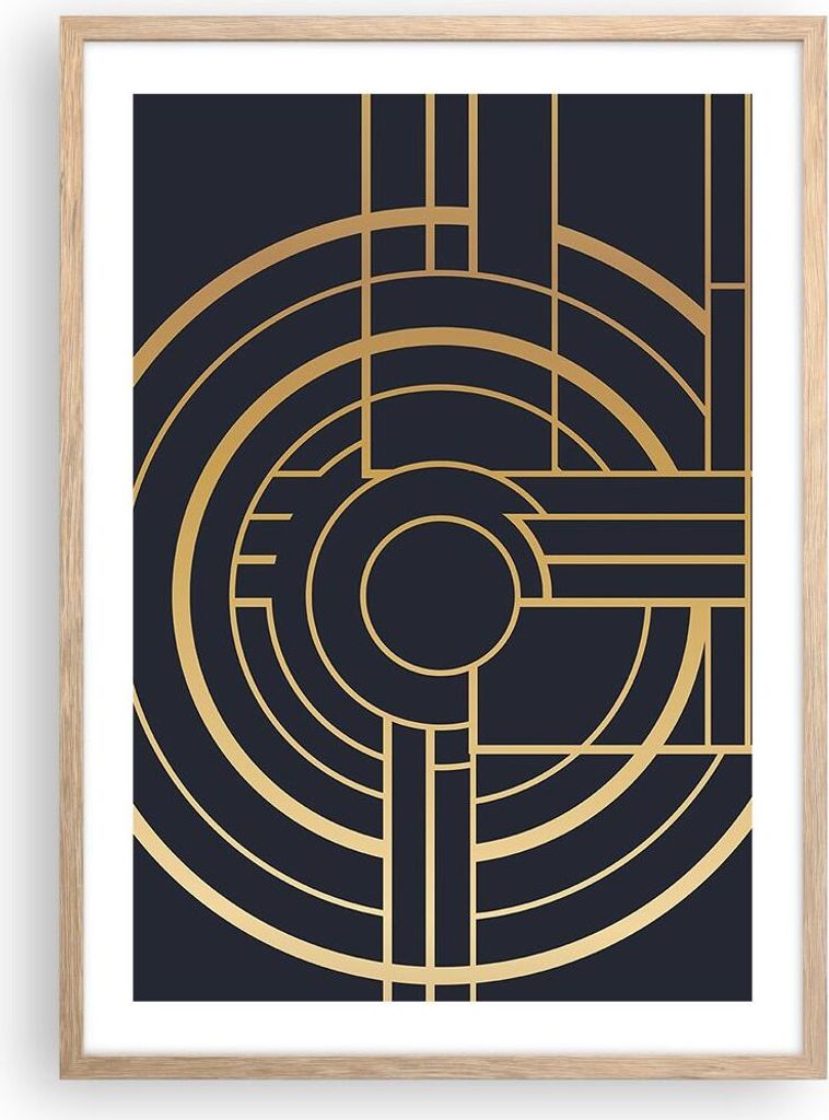 Gerahmtes Poster - Rahmen in heller Eiche - Abstraktion Stück Modern - 50x70 cm - Wand Bild - Wanddeko - Wandbilder - Kunstposter - Wandposter - B...