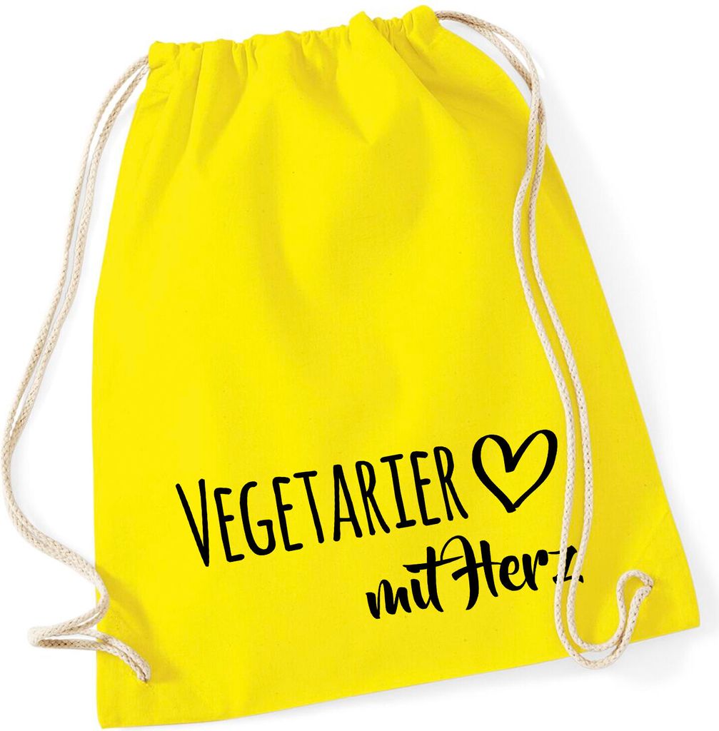 Huuraa Turnbeutel Vegetarier mit Herz 12 Liter Yellow Produktbild 