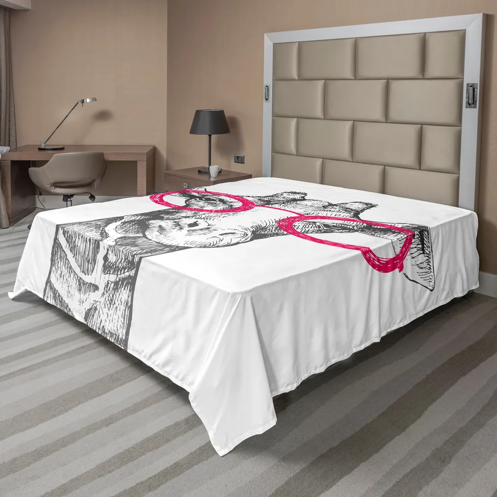 Grand Drap de Lit Décoratif 275x260 cm Motif Animaux Rigolos et Doux