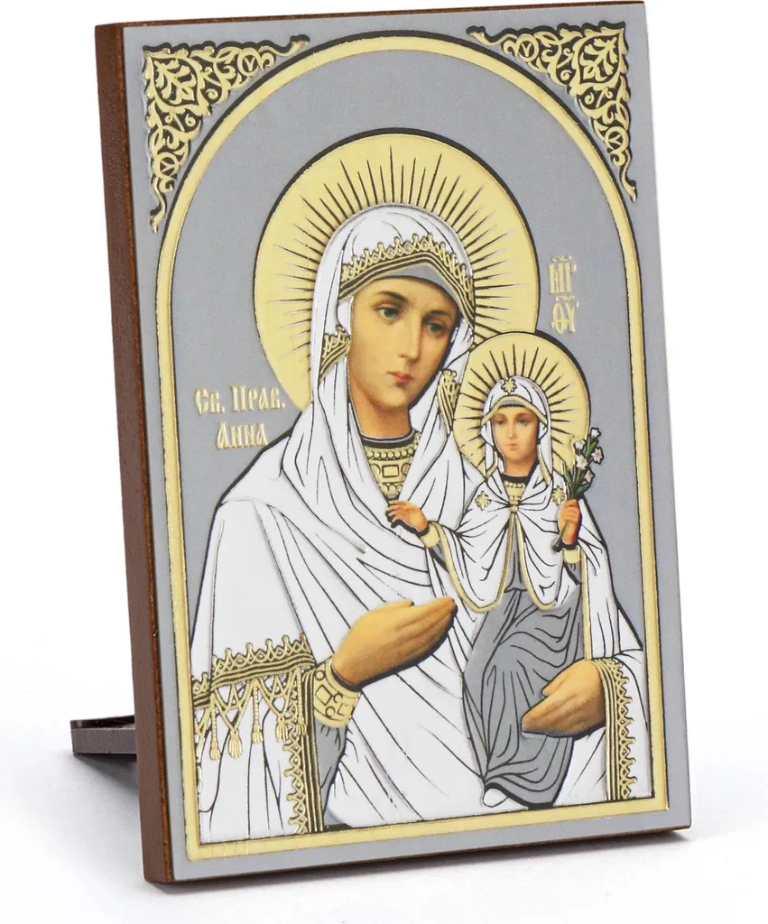 Image religieuse de Sainte Anne sur bois - Icône chrétienne 6x8,5 cm