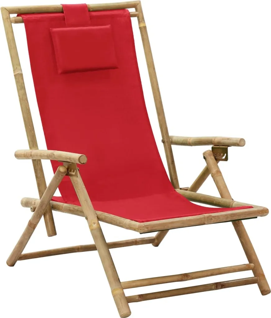 Sedia Relax in Bambù vidaXL Rossa: Comfort Naturale e Regolabile - 2