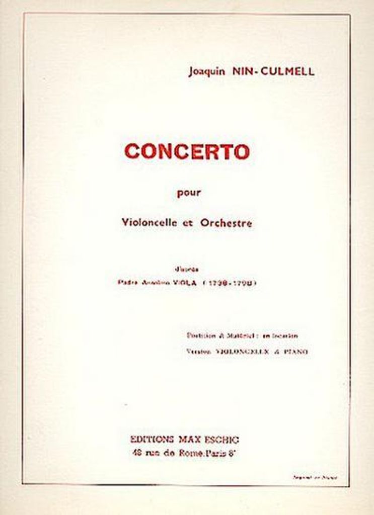 Concerto pour violoncelle et orchestrepour violoncelle et piano