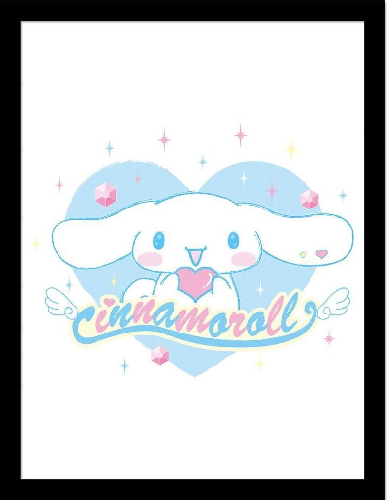 Cinnamoroll - Gerahmtes Poster, Herz PM11676 (40 cm x 30 cm) (Weiß/Himmelblau/Pink)