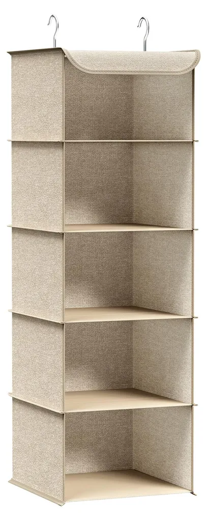 Étagère suspendue en tissu beige sable pour armoire et rangement mural