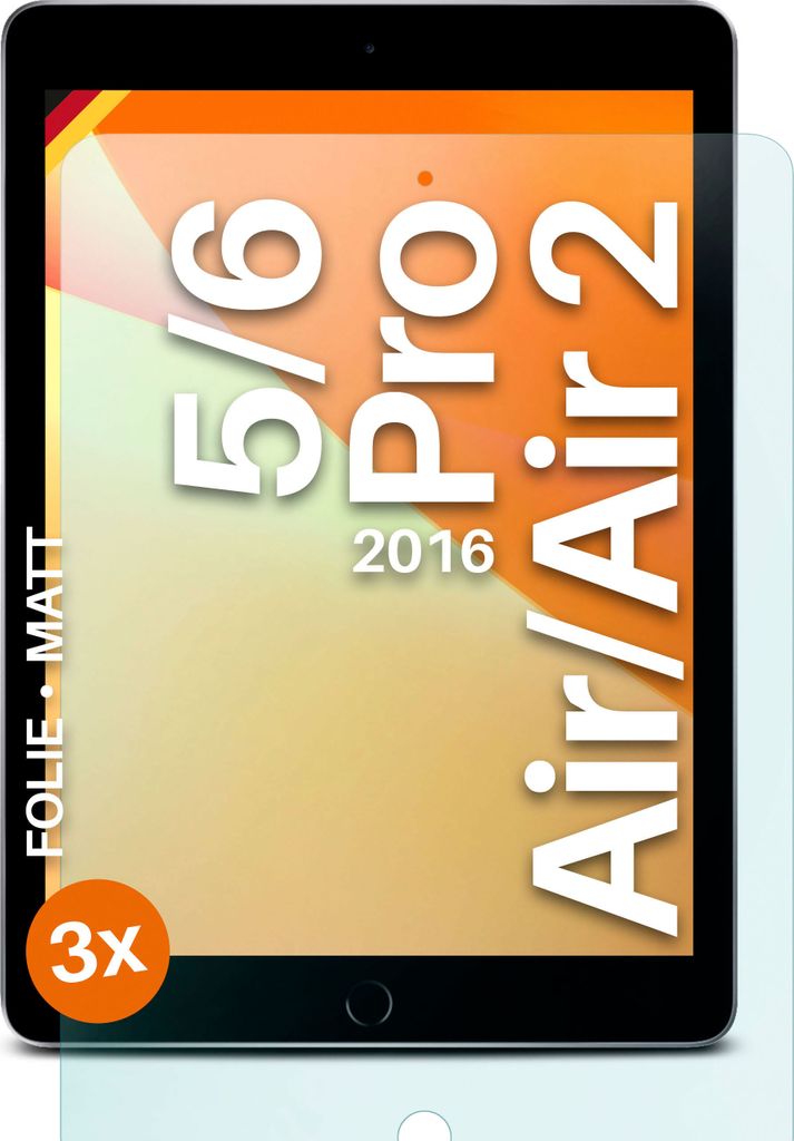 moex® 3x Schutzfolie kompatibel mit iPad 5/6, Air 1/2, Pro Produktbild 