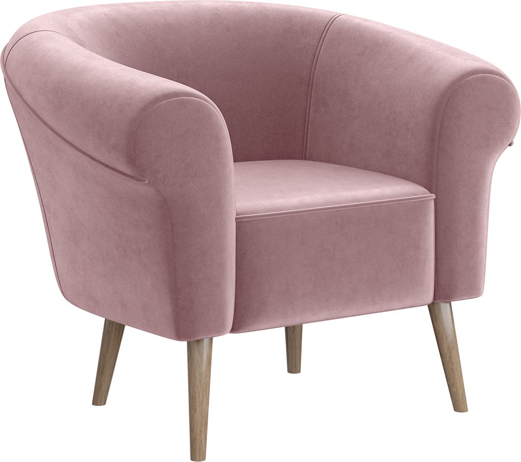 MEBLINI Sofa Sessel für Wohnzimmer - Mini Lounge für eine Person - Loungesessel - Armlehnstuhl - Armchair - EMILIA - 1 - Rosa Samt