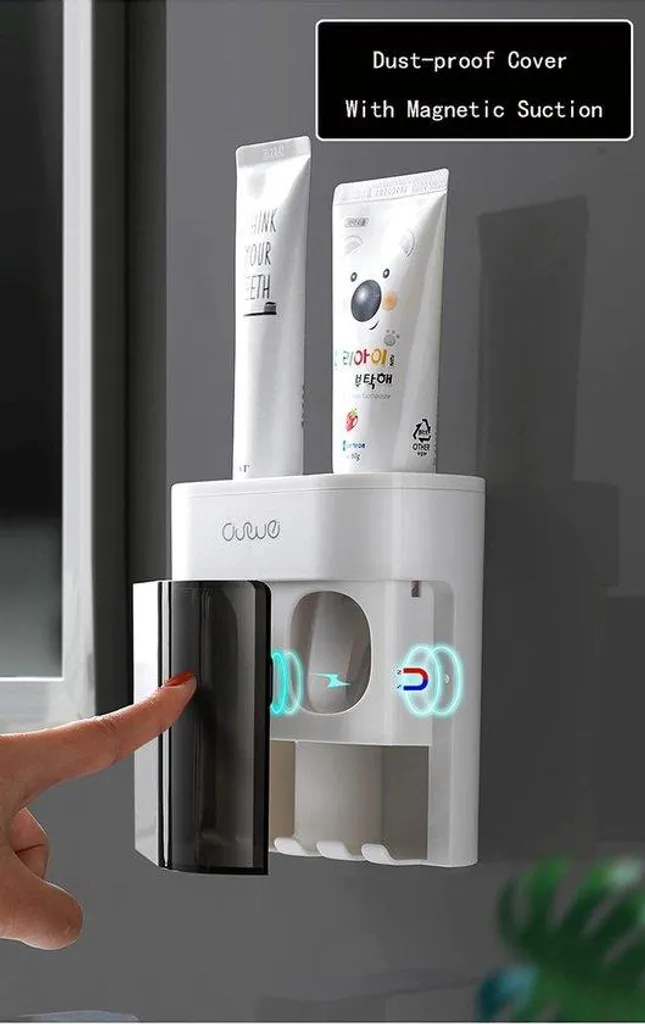 Porte-brosse à dents 4 places avec double poussoir automatique