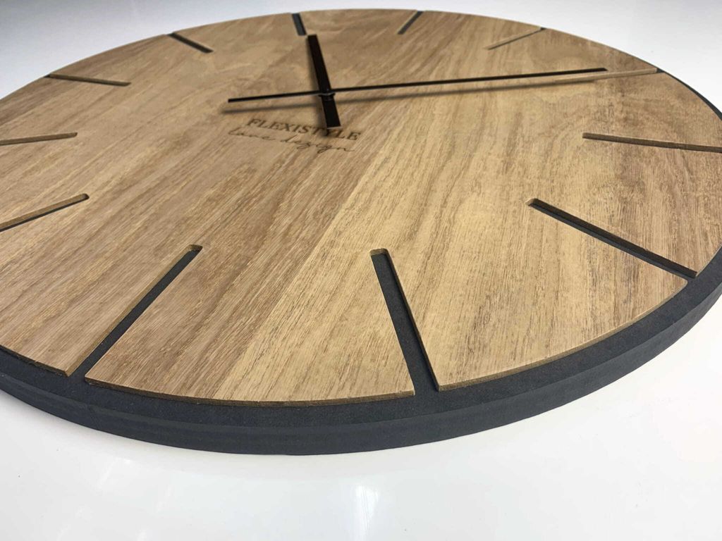 EKO groß wanduhr ohne tickgeräusche Wood Art Schwarz 60cm, Produktbild 5