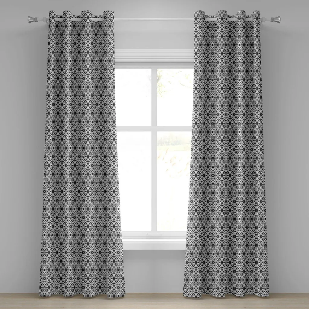 Rideaux pour salon et chambre gris style bohème chic 280 x 175 cm