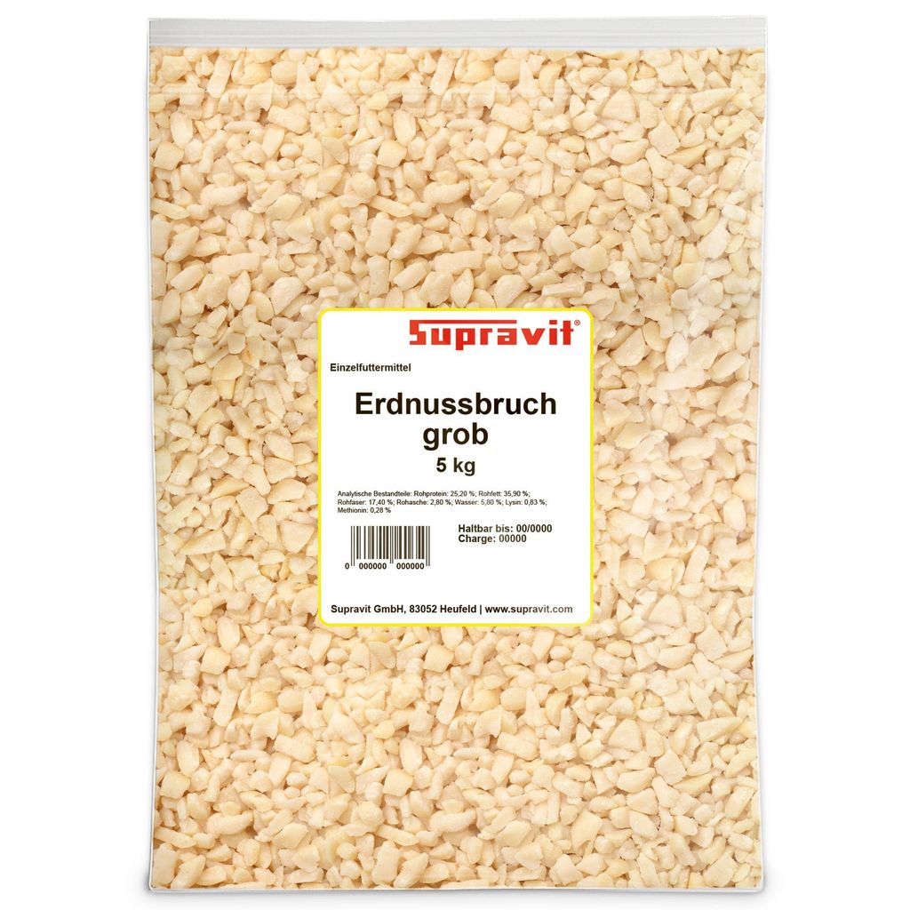 Supravit Gehackte Erdnüsse Vogelfutter 5kg | Fettreiche Erdnusskerne gehackt für Vögel | Erdnussbruch Fettfutter | Natürlich und ungesalzen