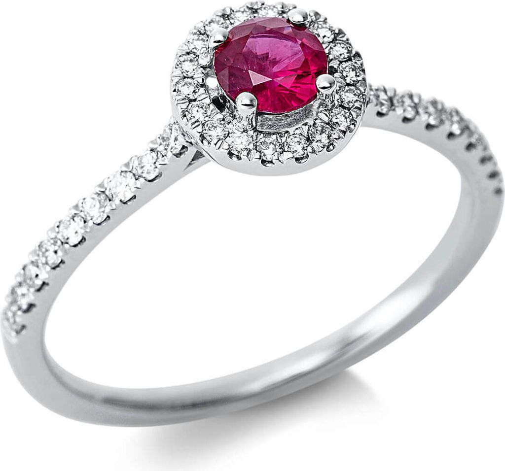 Ring aus 750 Weißgold Rubin 0,36ct rot 36 Brillanten 0,2ct Produktbild 