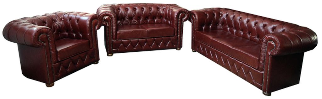 Chesterfield Sofagarnitur Couch Polster 3+2+1 Leder Sitz Sofa Garnitur BANTRY