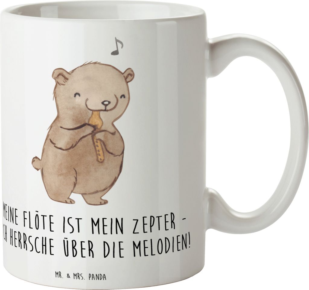 Mr. & Mrs. Panda Becher Flötenzauber - Weiß - Geschenk, Tasse, Melodie, Musik, Kaffeepott, Kaffeetasse, Lernen, Teetasse, Windinstrument, Musikin...