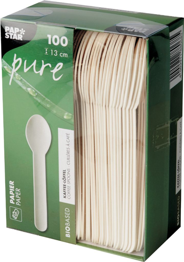 Papstar 88068, Einweg-Kaffeelöffel, Papier, Weiß, 130 mm, Produktbild 
