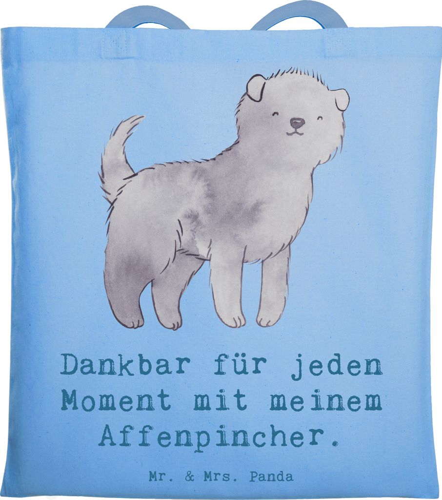 Mr. & Mrs. Panda Shopping Tasche Affenpincher Moment - Sky Blue - Geschenk, Laptoptasche, Beutel, Tote Bag, Jutetasche