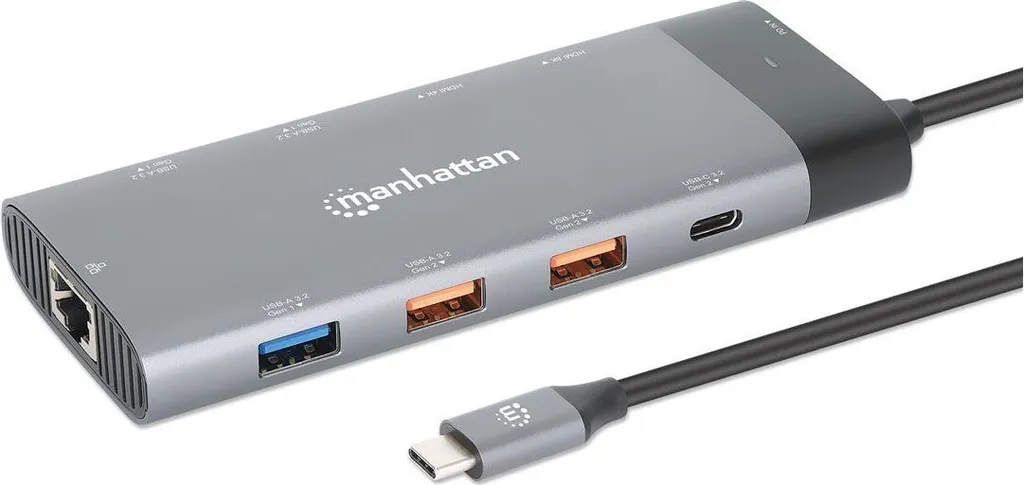 Station d'accueil Manhattan 130714 USB-C PD 10-en-1 Dual-Monitor 8K