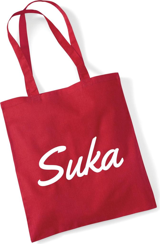 Huuraa Jutebeutel Suka russisch Schriftzug 10 Liter Classic Red Baumwolle Tasche Geschenkidee
