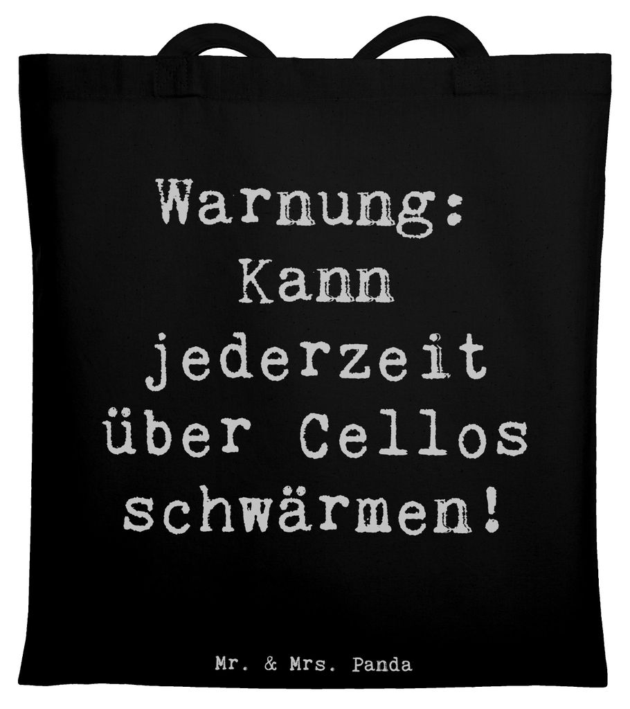 Mr. & Mrs. Panda Tote Bag Spruch Cello Schwärmerei - Schwarz - Geschenk, Lernen, Musik, Tasche, Musiker, Laptoptasche, Shopping, Instrument, Stoff...
