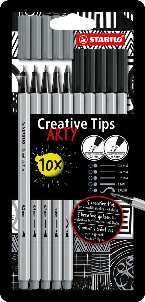 Schreibgeräteset Multi-Liner Creative Tips Kartonetui 10 Stück/2 Farben ARTY Packung mit 10 Stück