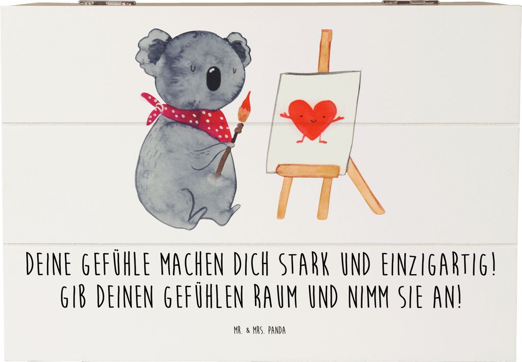 Mr. & Mrs. Panda Holzkiste Emotionen ausdrücken 22 x 15 cm - Weiß - Geschenk, Gefühle, Liebe, Geschenkbox, Erinnerungsbox, Zuversicht, fotobox, ...