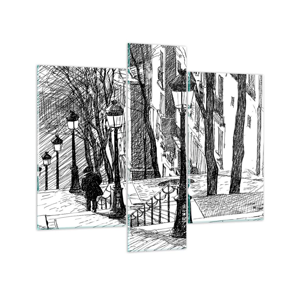 Bilder auf glas - Straße Grafiken - 95x80cm - Glasbilder - Wandbilder - Kunstdruck - zum Aufhängen bereit - Wanddekoration aus Glas - Glas Bilder...