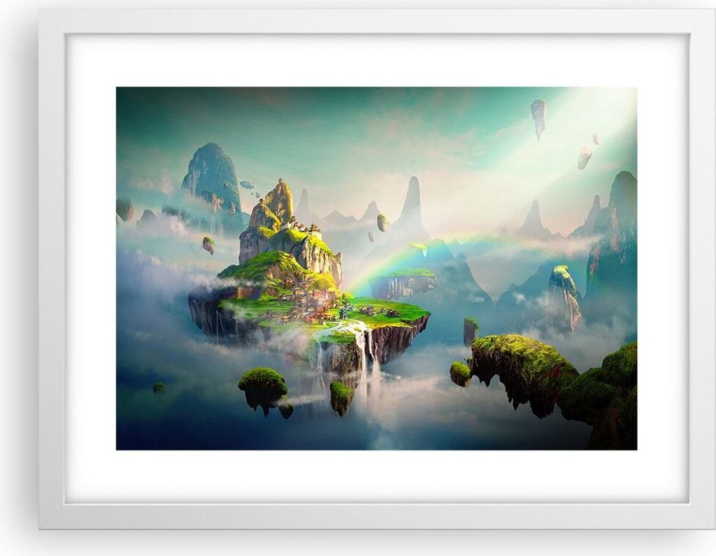 Gerahmtes Poster - Weißer Rahmen - Abstraktion Natur - 40x30 cm - Wand Bild - Wanddeko - Wandbilder - Kunstposter - Wandposter - Bilderrahmen - Bi...