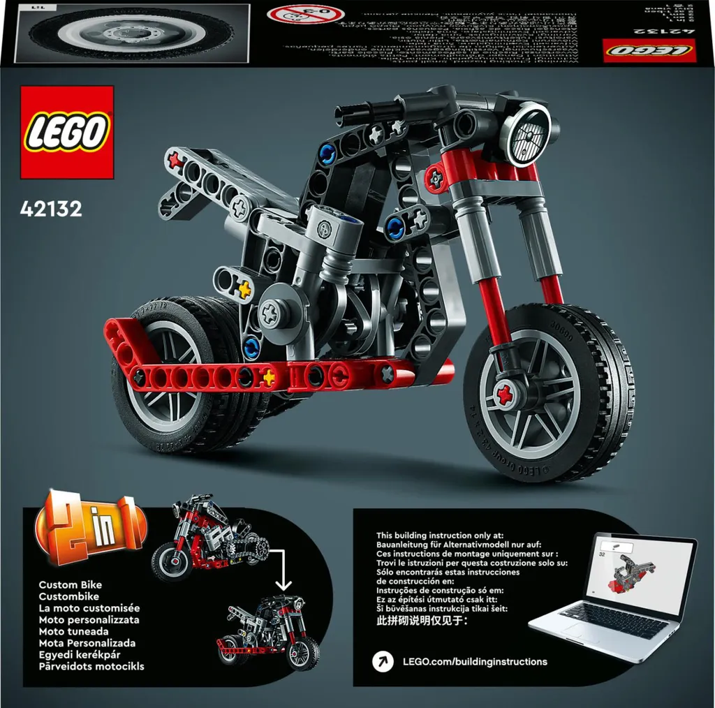Maquette Moto Chopper LEGO Technic 42132 - Jouet de Construction 2 en 1