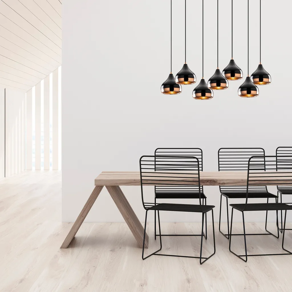 Lustre de Salle à Manger Design Noir Idéal au-dessus d'une Grande Table