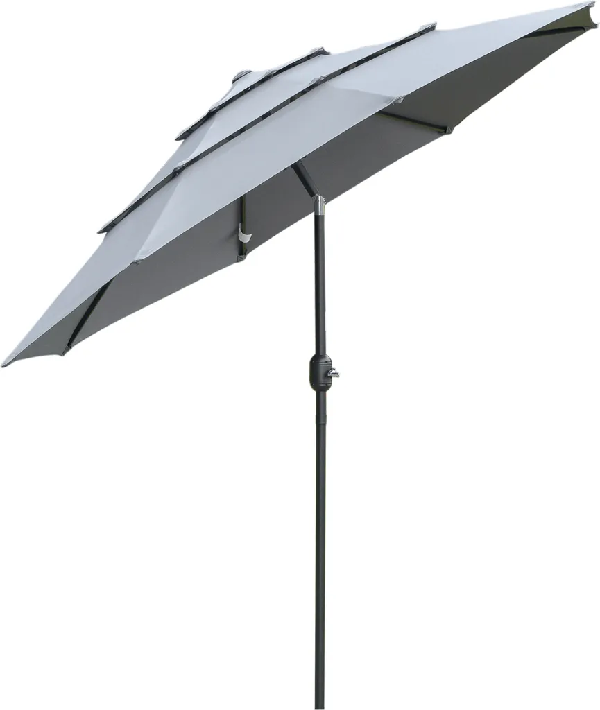 Offerta Ombrellone Outsunny 2,6m - Tetto 3 Livelli Grigio - Disponibile