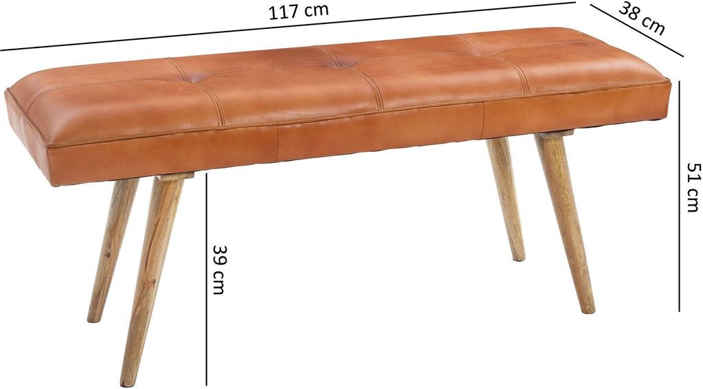 Z kozej kože  salim / lavica z masívneho dreva 117x51x38 cm Obrázok produktu 3