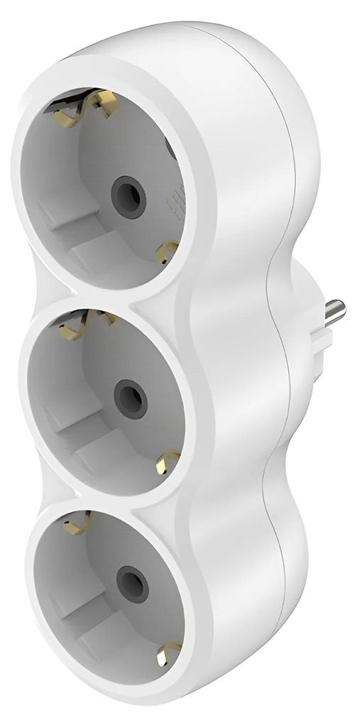 Braytron 3-fach Schuko Steckdosenadapter Typ F Weiß 230V Produktbild 
