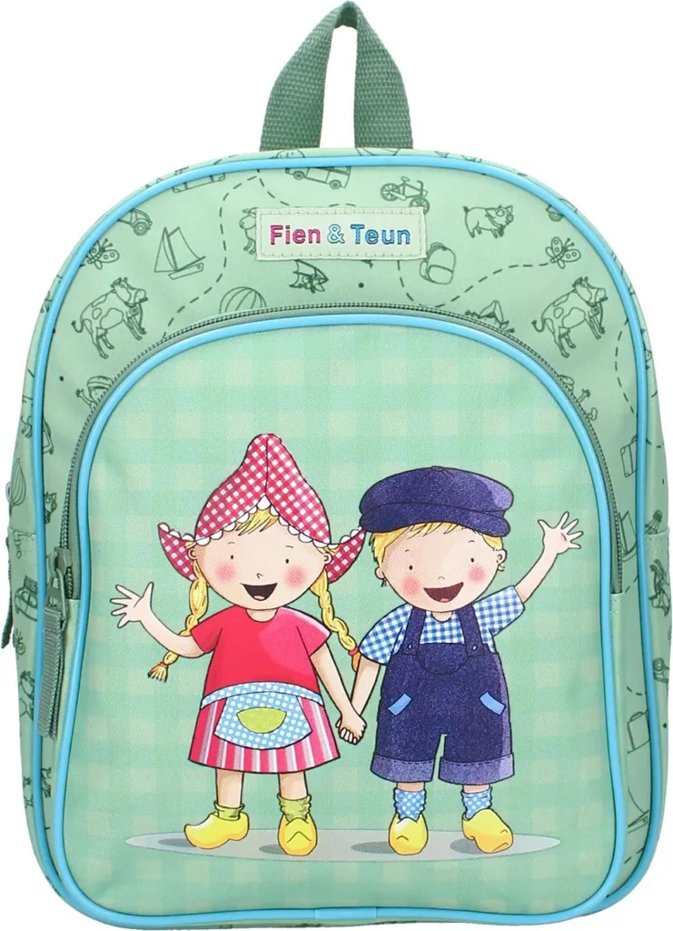 Zaino Bambini Fien e Teun Verde Scuola: Zainetto Pratico con Stampa