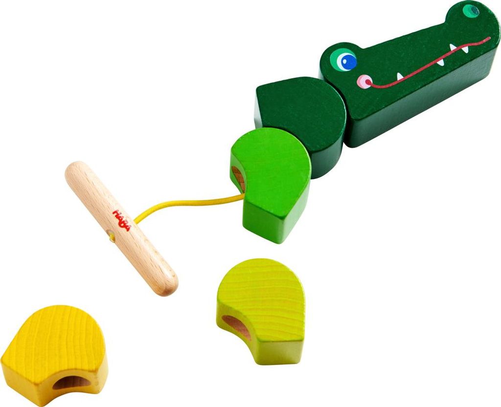 Haba Fädelspiel Krokodil Holzspielzeug Motorik für Kinder