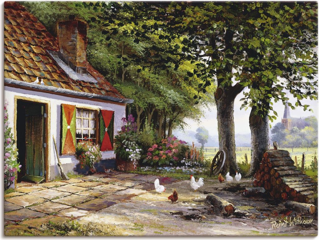 ARTland Leinwandbild Hühner auf dem Hof Größe: 60x45 cm