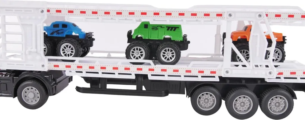 Camion télécommandé multifonction avec 3 véhicules de course de 30 cm