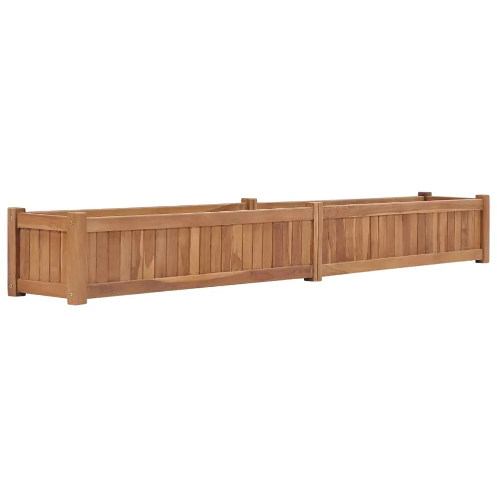 Lit de jardin surélevé en teck 200x30x25 cm - Résistant et esthétique