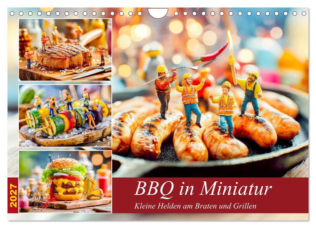 BBQ in Miniatur - Kleine Helden am Braten und Grillen (Wandkalender 2027 DIN A4 quer), CALVENDO Monatskalender