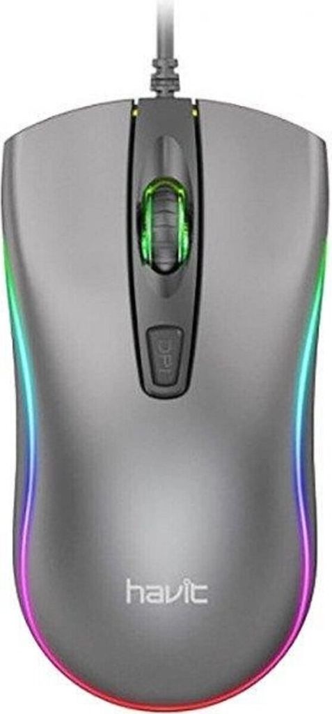 Havit HV-MS72 kabelgebundene USB PC-Maus DPI 1200 Computermaus RGB-Hintergrundbeleuchtung Grau