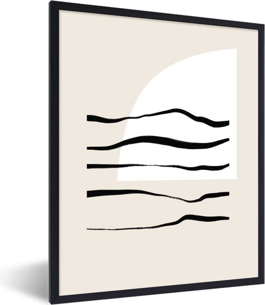 MuchoWow Gerahmtes Poster Abstrakt - Linie - Pastell 60x80 cm - Poster mit Schwarzem Bilderrahmen Wandposter Rahmen Foto Bilder - Premium - Wandd...
