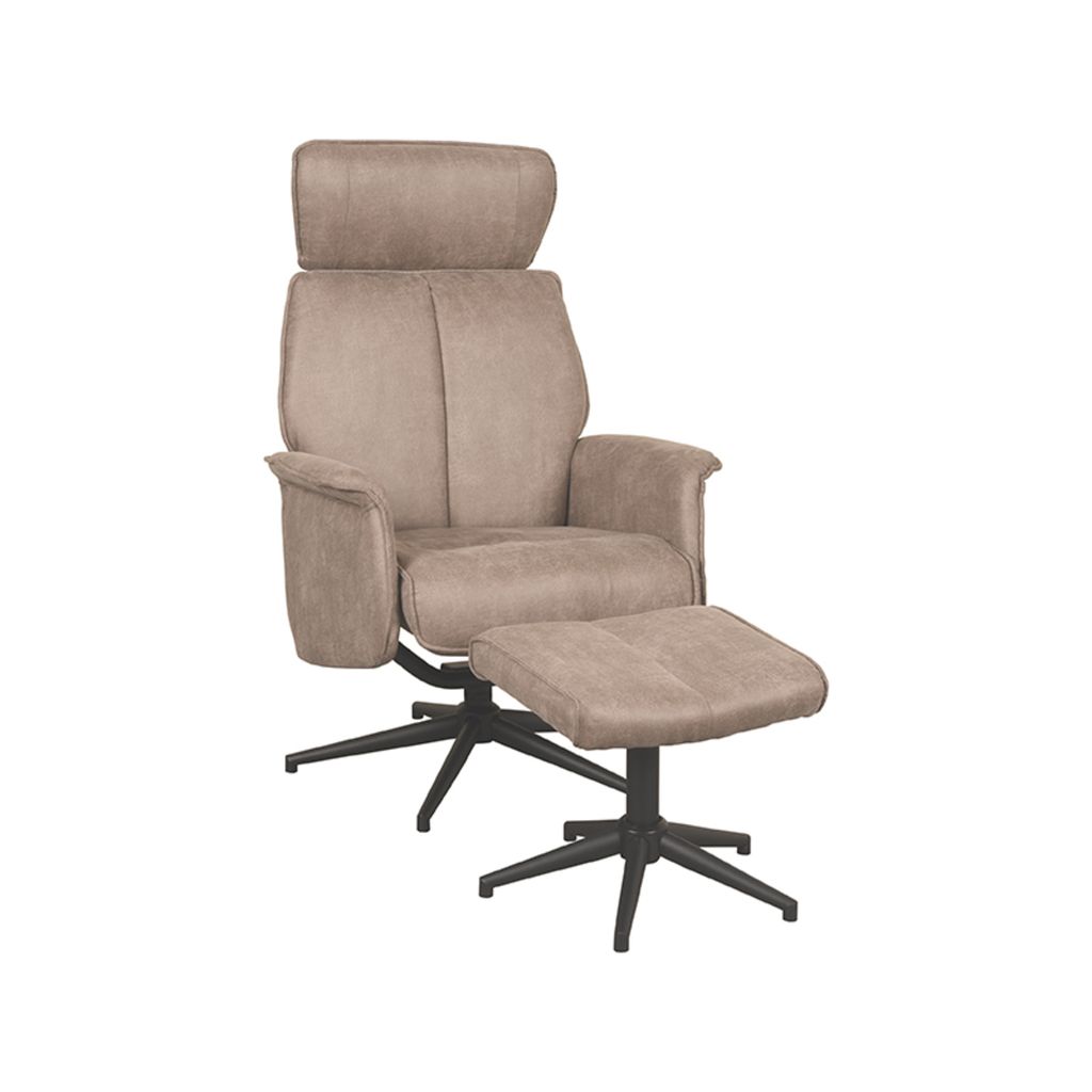 LABEL51 Sessel Verdal - Taupe - Micro Wildleder - Inkl. Fußhocker – 79 x 77 x 109 cm