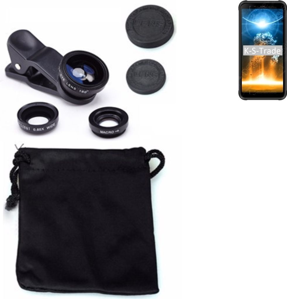 K-S-Trade Smartphone Kamera Linsen Set Kompatibel mit Blackview BV6300 Pro 3in1 Clip-On Kamera Adapter Macro Weitwinkel FishEye Fischauge Objektiv