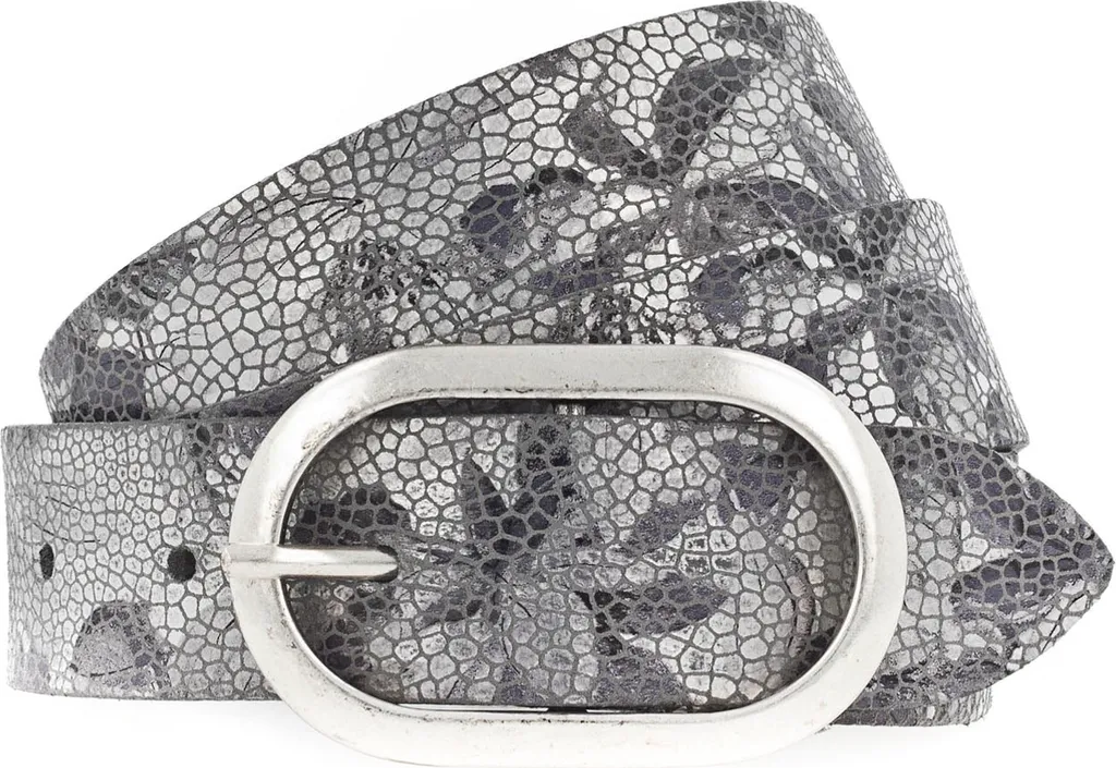 Vanzetti Cintura in Pelle Bouquet of Flowers 30mm Silver Metallic W75