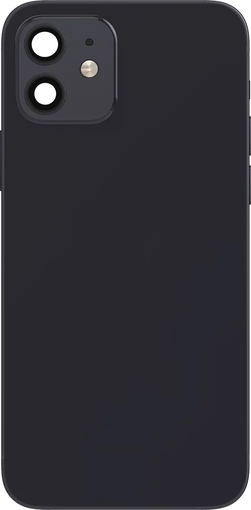 Boîtier complet iPhone 12 noir avec châssis central et vitre arrière