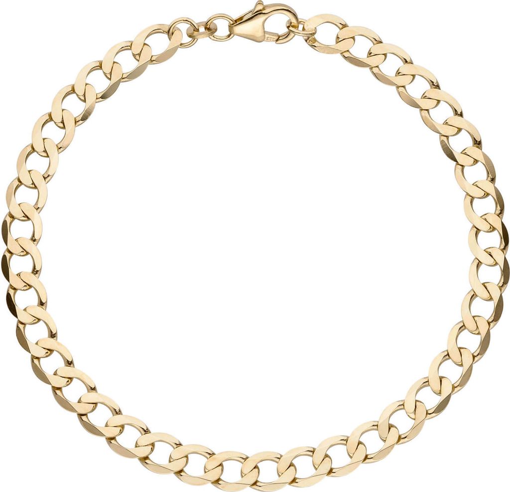 5,7mm Armband Armkette Panzerkette oval flach aus 333 Gold Gelbgold massiv 21cm