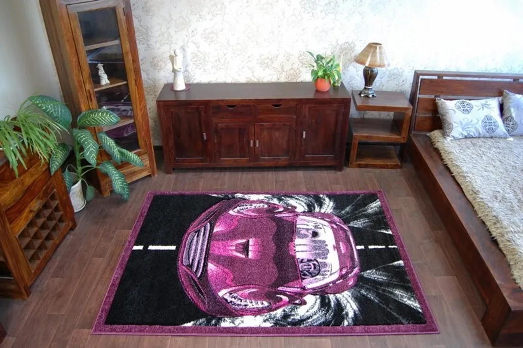 Tapis Poils Ras Pourpre PILLY 7935 120x170 cm - Texture Douce Durable - 4