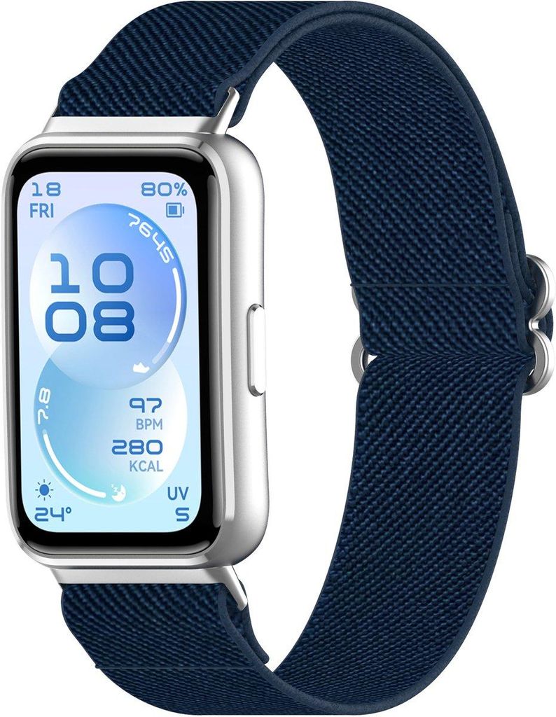 Stravo geflochtenes Nylonarmband mit verstellbarem Schiebeverschluss – Passend für Huawei Band 11 / Band 11 Pro – Blau