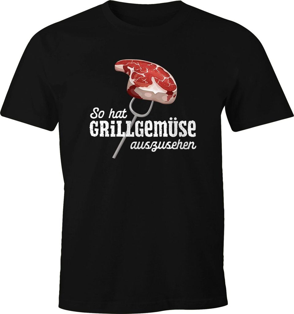 Herren T-Shirt So hat Grillgemüse auszusehen Spruch lustig Grillen Fun-Shirt Moonworks schwarz XS