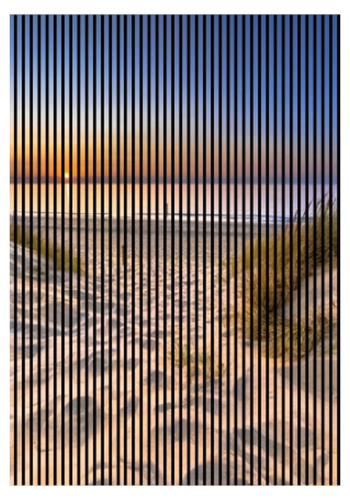 Akustikpaneele mit Digitaldruck Strand01 19 x 1693 x 2400 mm Strand Grass Himmel MDF PET-Fasern Wandpaneele Weiß Blau Grün 3 Einzelplatten