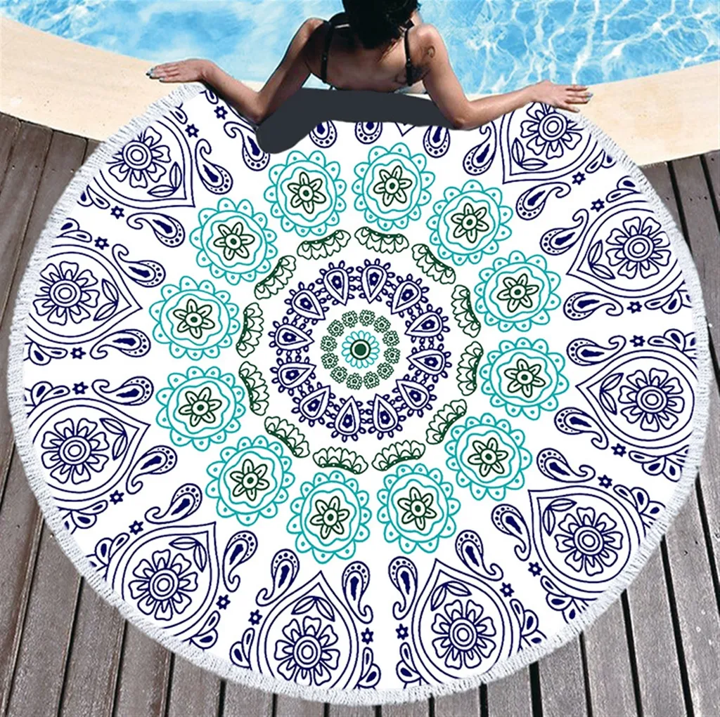 Telo Mare Rotondo Mandala 150cm - Asciugamano Microfibra Colorato